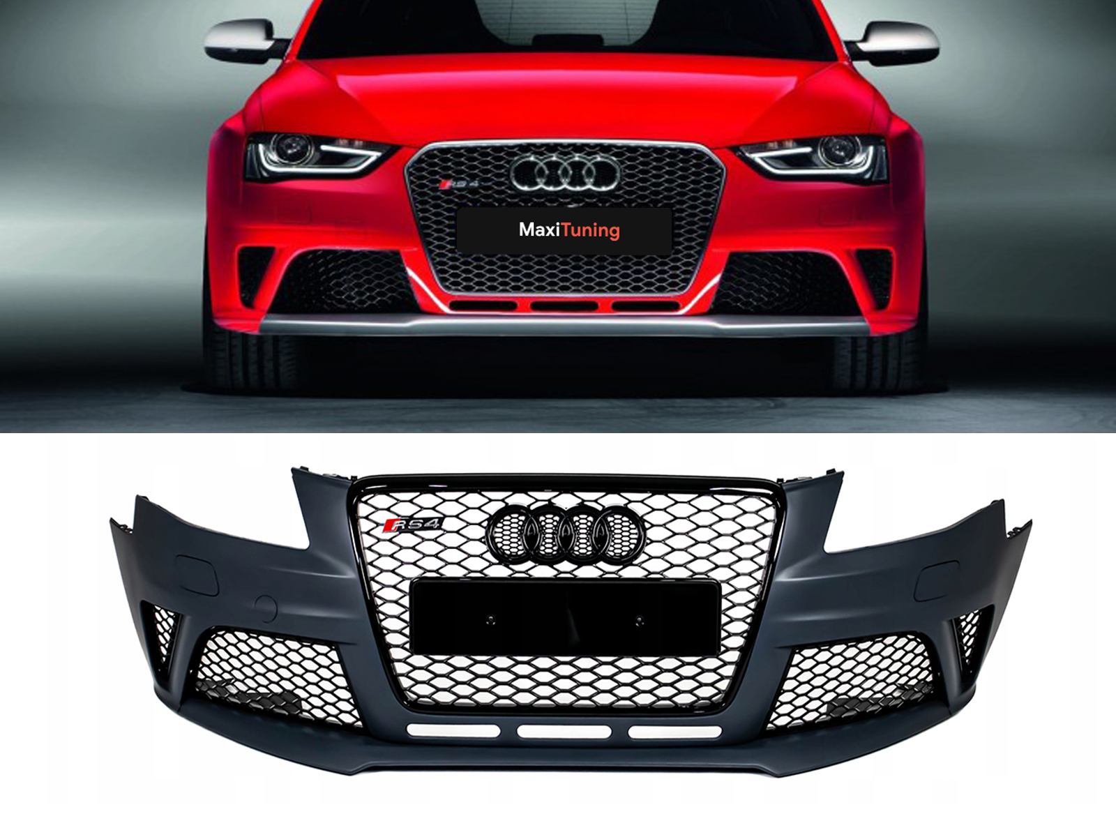 Audi A4 Pre-Facelift B8 2008-2011 Front Bumper RS4 Black Quattro Style